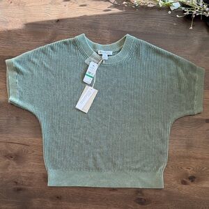 Tommy Bahama Women's Large Green Zandra Linen French Sleeve Sweater
